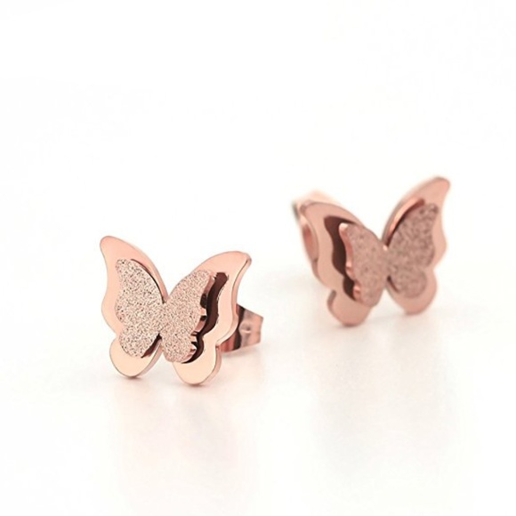 Jewelry - ❤️4 for $20 Sale❤️ Rose Gold Butterfly Earrings